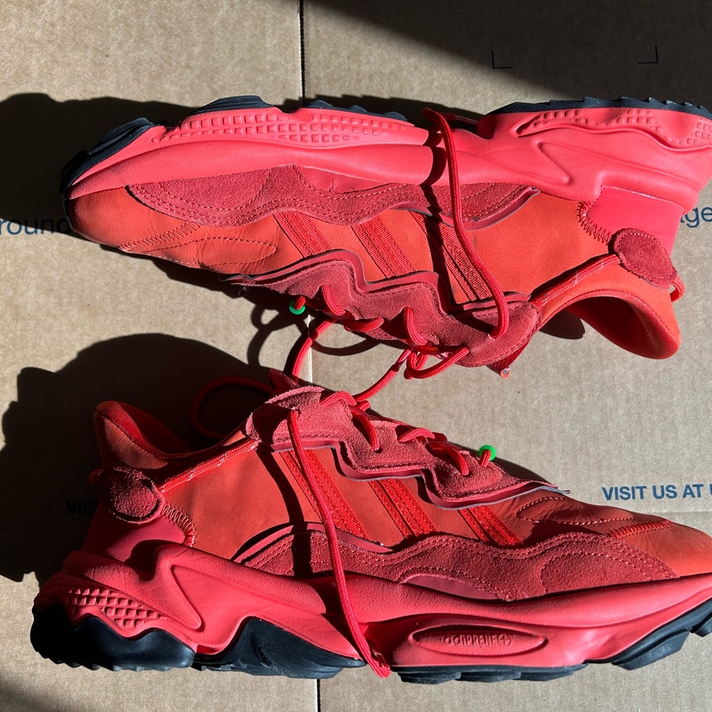 ADIDAS Originals Ozweego TR Hi Res Red Leather shoes ♥️ Men’s 13 Comfy & Wide